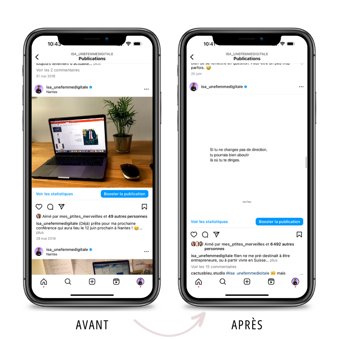 Mockup Avant:Après - Page de vente Instagram